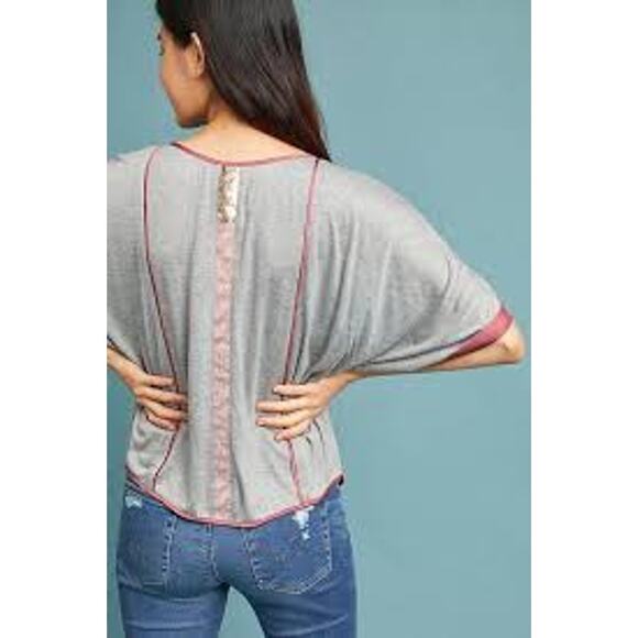 Anthropologie Tiny Boho Velvet Burnout Patchwork Sequins Top Women's Size Large - Picture 2 of 8